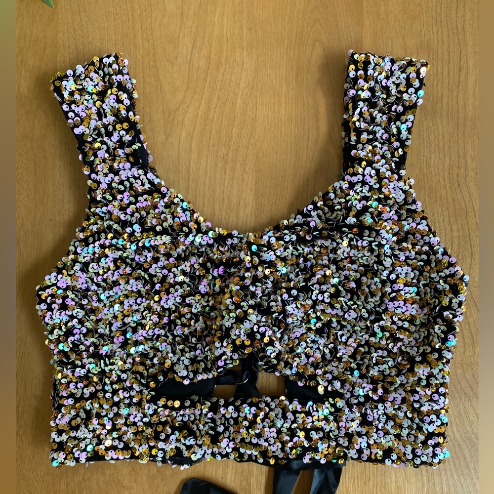 Multi Colored Sequin Crop Top - image 6